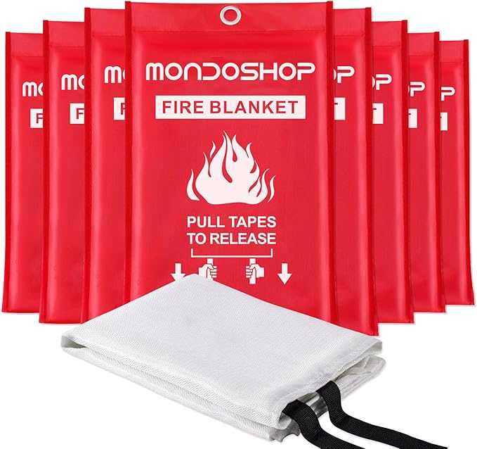 Emergency Fire Blanket for Camping Grill - Mondoshop Fire Retardant Blankets for Home Kitchen - Fireproof Blanket for Picnic, Grill, Car, Office, Warehouse, School, Fireplace