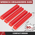 80PCS Modular Wrench Organizer Wrench Holder - Wrench Tool Organizers for Tool Drawer Storage, Wrench Storage Set with Metric & SAE Label, Wrench Rack Tool Gift for Professional Mechanics Men, Red