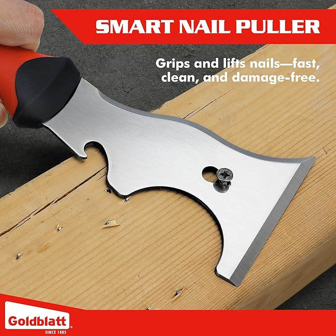 Goldblatt 9-in-1 Paint Scraper Tool, Heavy Duty Stainless Steel Putty Knife Scraper with Metal Hammer End, Multi-Use Painters Tool for Wood, Painting, Drywall