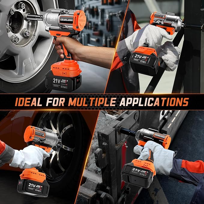 1600Nm(1200Ft-lbs) High Torque Cordless Impact Wrenches 1/2" Brushless Impact Gun Wrench with 2 x 4.0Ah 21V Batteries, 6 Sockets, Extension Bar, Variable Speeds for Home/Car/Truck/RV/Mower