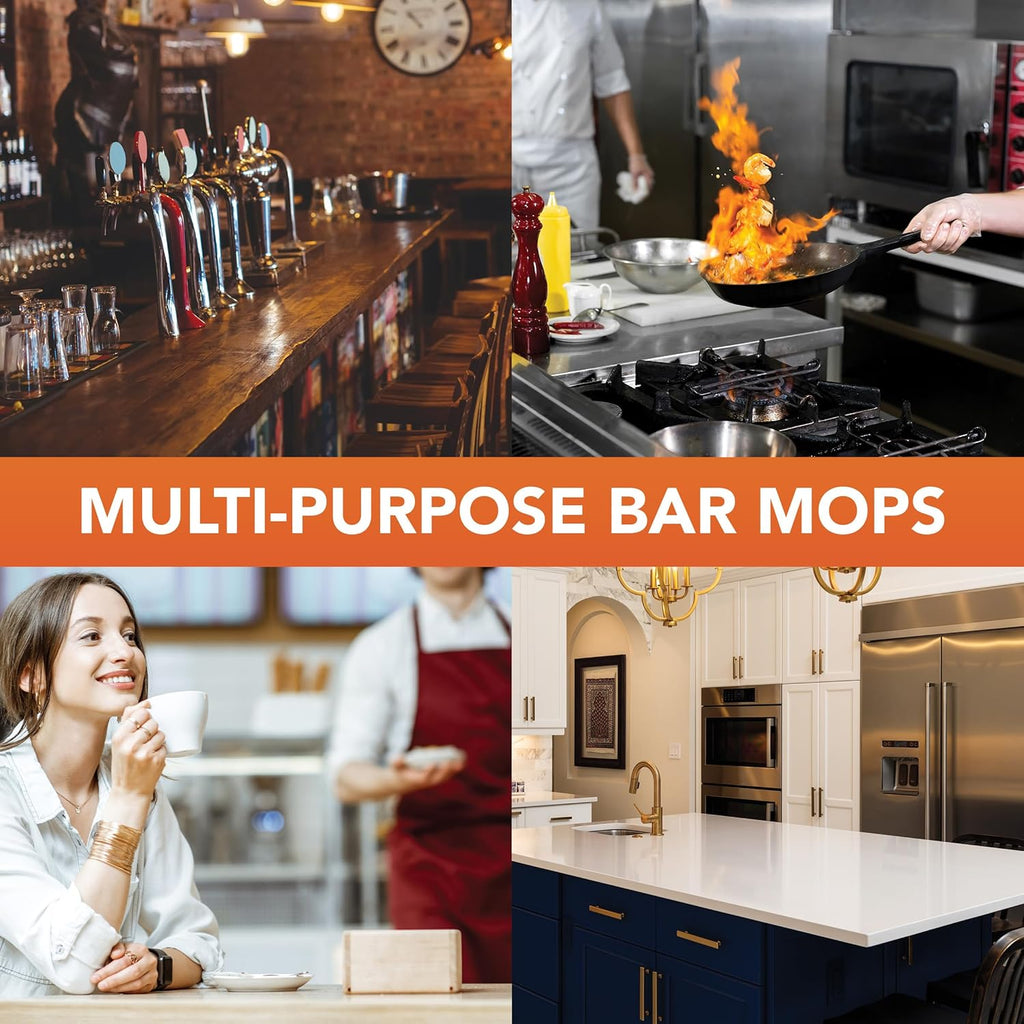 Arkwright Qwick Wick Bar Mop Towels Bulk - (Pallet of 4200) 100% Cotton Quick Dry, Super Absorbent Multipurpose Cleaning Rags for Restaurants, Kitchen, Bathroom, Hotel, 16 x 19 in, Red Stripe