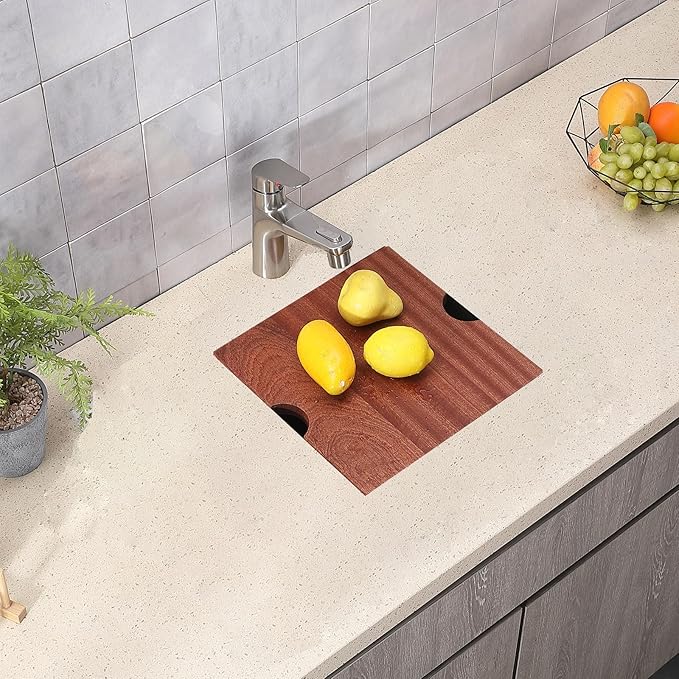 SHACO 15x15 Inch Undermount Bar Sink,15 Inch Stainless Steel Single Bowl Handmade Brushed Nickel 16 Gauge Small Kitchen Workstation Laundry Sink with Ledge and Accessories