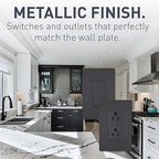 Legrand radiant TM870GCC10 15 Amp Rocker Wall Switch, Single Pole Decorator Light Switches, Graphite (1 Count)