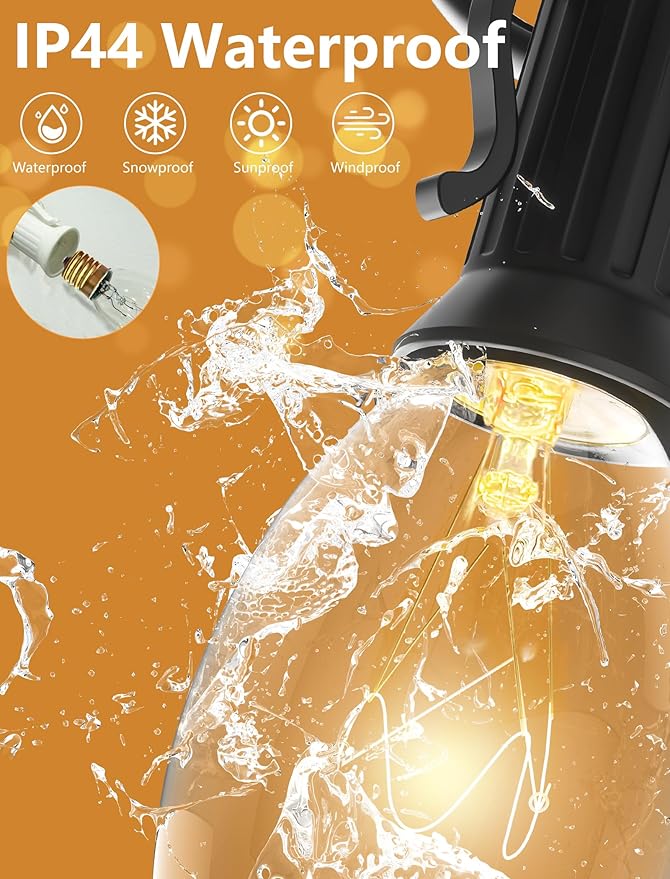 25 Pack C9 Replacement Bulbs, 7W Incandescent Clear Night Light Bulbs for Outdoor String Lights, Clear Christmas Bulbs for Porch, Patio, Garden, Wedding Decor, Warm White, E17 Intermediate Base