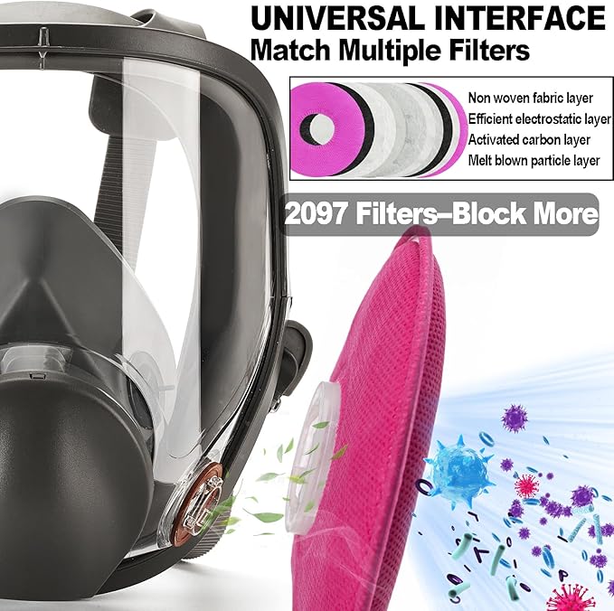 RANKSING Reusable Respirator Full Gas Mask Full 6800 with Filters for Dust, Asbestos, Chemicals while Painting, Spraying