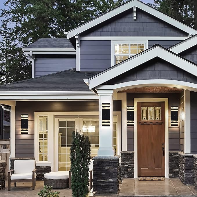 Dusk to Dawn Led Outdoor Lighting 2 Pack,3000K Warm White Exterior Light Fixture,Aluminum Sensor Waterproof Outdoor Lights for House Porch Hallway Patio Garage