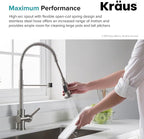 KRAUS Britt Commercial Style Spot Free Stainless Steel Pre-Rinse Kitchen Faucet with Deck Plate and Soap Dispenser, KPF-1690SFS-KSD-31SFS