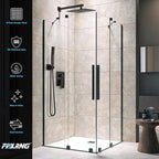 Black Shower Faucet Set, Rainfall Shower System with Square Shower Head and Handle Set, Wall Mounted Shower Fixtures, Full Metal Trim Repair Kit 10 inch Matte Black (With Shower Valve)