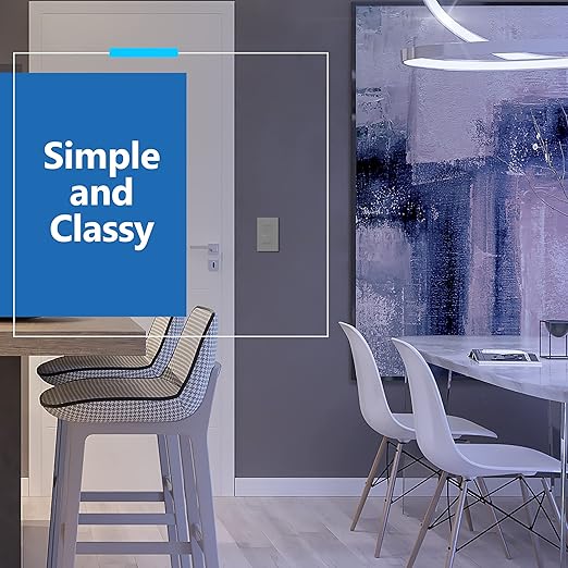 LIDER Minimalist Design Matte Finish Lighted Decorator Switch, Frameless Paddle Light Switch with Locator Light, Grounding Screw, 15A 125V, UL Listed, LS15-1P-GY5P, Gray, 5 Pack, Single Pole