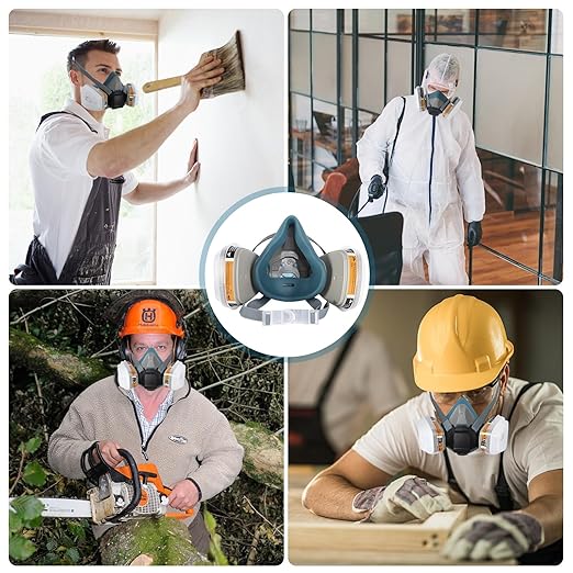 Reusable Half Facepiece Dustproof Respirator - Organic Gas Dust Chemical Respirator with Extra Filters for Painting, Machine Polishing, Welding,Spraying and Other Work Protection