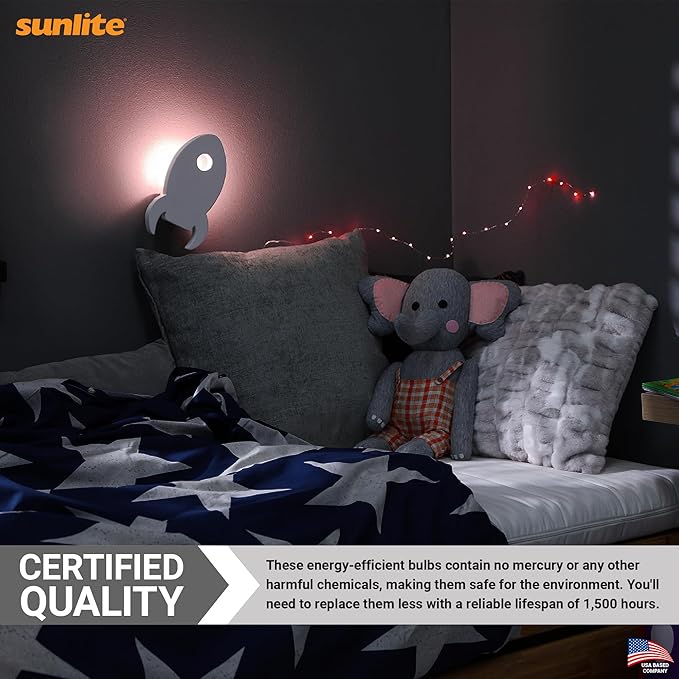 Sunlite 7C9/TR Incandescent 7-Watt, Intermediate Based, C9 Night Light Colored Bulb, Transparent Red, 25 Pack