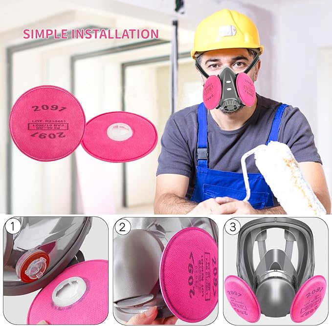 20Pcs/10Pairs 2091 Respirator Filters, High-Efficiency Dustproof Filter Cotton, 2091 Particulate Filter/Cartridges for 6200, 6502, 6800, 7502 etc Respirator, for Asbestos, Welding, Painting, Sanding