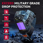 ARCCAPTAIN Large View 3.94" x 3.66" True Color Auto Darkening Welding Helmet with Light, Solar Powered Welding Hood, 4 Arc Sensor Wide Shade 4/5-9/9-13 for Stick MIG TIG Cut,Denim