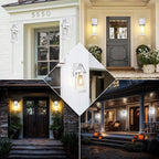 2-Pack Outdoor Light Fixtures Wall Mount, Waterproof Exterior Wall Lantern Front Porch Lights, Modern White Sconce Lighting with Clear Ribbed Glass, Outside Lights for House, Patio, Bulbs Not Included