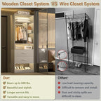 4FT Closet System with 4 Wood Drawers, 48" Closet Organizer System with 10+ Small Shelves & 2 Hanging Rods, Walk-in/Nursery Closet Systems, Set of 2, Grey (48" L x 15" W x 80" H)