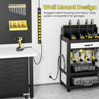 10 Outlet Metal Power Strip with 2100J Surge Protector, Heavy Duty 10FT Extension Cord, Wide Spaced Outlets and Wall Mount for Garage, Workshop, Industrial, Home (10ft)