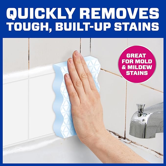 Mr. Clean Magic Eraser Sponge, Bathroom Cleaner, Shower Cleaner, Tub Cleaner, Soap Scum Remover, Bathroom Cleaning Supplies, Dawn Cleaning Power with Febreze Lavender Scent, Ultra Bath, 5ct