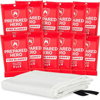 Prepared Hero Emergency Fire Blanket - 12 Pack - Fire Suppression for Kitchen, 40” x 40” Fiberglass Fire Blanket for Home