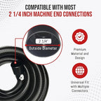 MP Maresh Products Vacuum Cleaner Replacement Hose - Vacuum Hose Extension for Wet Dry Vacuums, Heavy Duty Crushproof Industrial Grade 25 Foot by 1-1/4 Inch Air Suction Control Connector - Black