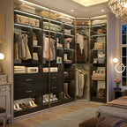 Large Corner Closet System with 3 Sets, 87.2" Closet Organizer System with 4 Drawers & 4 Hanging Rods, Reversible L Shaped Walk-in Closets, Load 2000+LBS, Black (87.2" L x 39.2" W x 80" H)