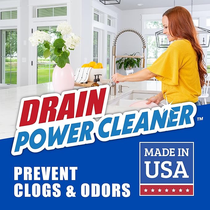 SANI 360° Drain Power Cleaner, Probiotic Enzyme Gel Formula, Odor eliminator, prevents clogs, Grease, Soap Scum, Save Money on Plumbing, Pipes and Septic safe, Made in the USA, 16 Uses, Lemon Scent