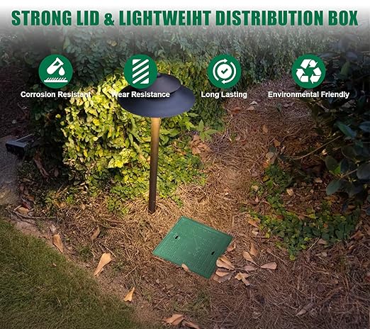 2 Sets 16x16x16in Underground Splice Box W/FRP Inspection Cover Deep Enclosure Box Bucket Polyethylene Distribution Pit Access Electrical Junction Box Drillable Tapered Wiring Box for Cable