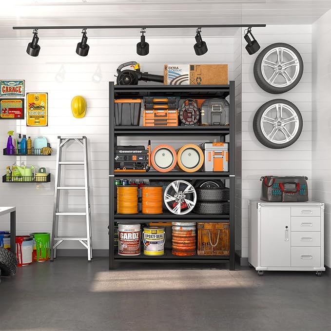 72" H X 48" W X 24" D Heavy Duty Garage Shelving Unit 5 Tier 3500 LBS Storage Shelves Adjustable Industrial Metal Wire Shelf Unit for Garage,Basement,Pantry,Warehouse,Commercial