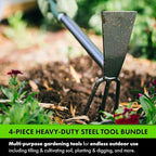 Yard Butler Terra Garden Hand Tools - Weeding Hand Tiller Tool for Efficient Gardening - Weed Remover Tool for Lawn & Garden Care - Durable Gardening Accessory, Variety Bundle