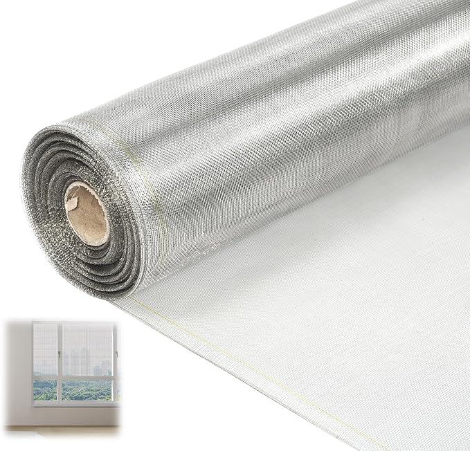 47 Inch X 98 Ft Stainless Steel Window Screen,304 Stainless Steel Mesh Window Screen Roll Stainless Steel Screen 20 Mesh Door Screen Replacement Mesh Roll for Screen Porch Pool Garden