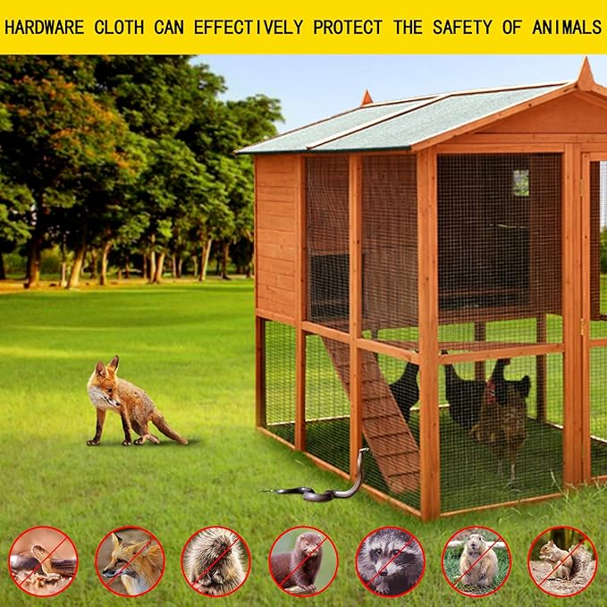 Thinkahead Black Steel 1/2 inch 48 X 100 ft 19 Gauge Vinyl PVC Coated Wire Mesh Roll Galvanized Hardware Cloth