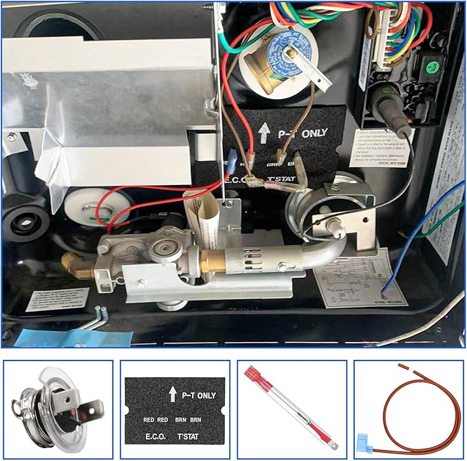 RV Water Heater Thermal Cutoff Kit with ECO Thermostat Assembly Kit, Replacement Part for Atwood 91447 93866 RV Camper Water Heater Tank Repair