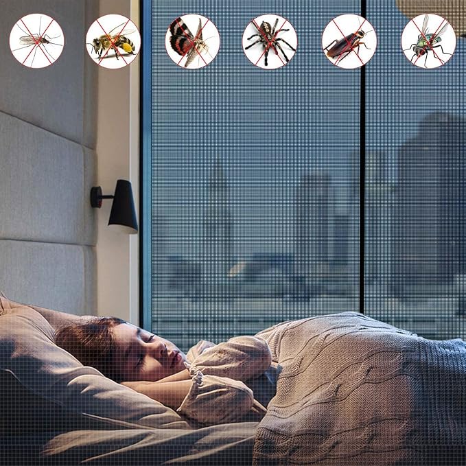 Fiberglass Window Screen Roll 60in x 100ft DIY Custom Screens Replacement Mesh for Windows Doors Patio Screens Premium Pet Proof Screen Porch Screen for Outdoor Kitchens Tree Houses Pool Houses