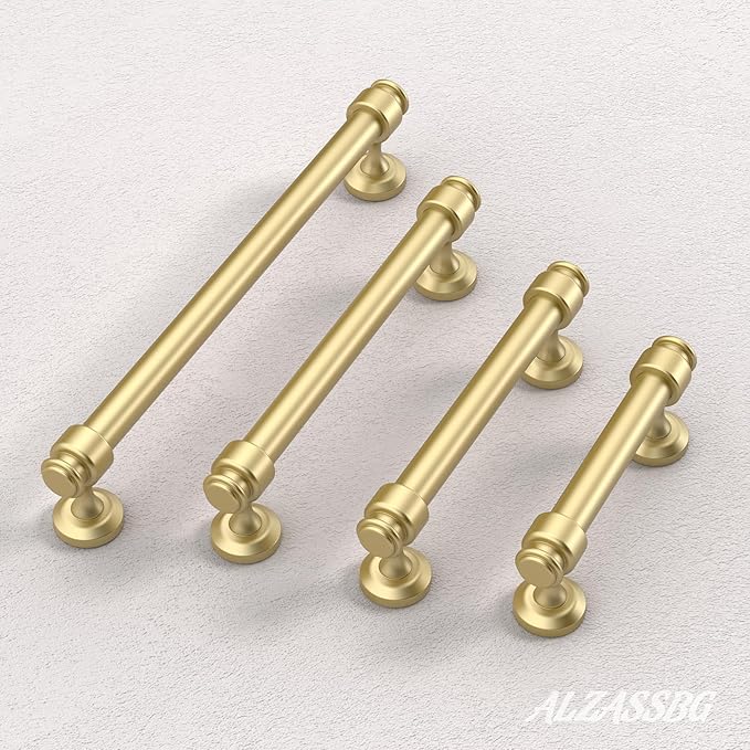 Alzassbg 5 Pack Matt Gold Cabinet Pulls, 7 Inch(177.8mm) Hole Centers Cabinet Handles Kitchen Hardware Straight Bar for Cabinets and Drawer AL3082MGP