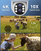 Wireless Security Camera System Outdoor: Dual Lens 6MP 10X Hybrid Zoom Auto-Track PTZ 4PCS 4K 10CH DVR with 1TB HDD for Home Security