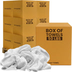 Premium Terry Towels for Cleaning - 600 lbs Pallet - 12x50 lbs. Box, 20”x20” - 100% Cotton Towels Cleaning Rags - White Terry Cloth Rags for Garage, Shop, Auto, Home & Janitorial Use