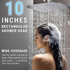 G-Promise All Metal 10 Inch Shower Head with Massage Mode Handheld, Rain Shower Head with Handheld Spray Combo, 3-Way Diverter with Pause Setting, 11 Inch Adjustable Extension Arm (Brushed Nickel)