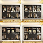 Unikito 100” Closet System with Drawers, 8.3FT Wood Closet Organizer with Hanging Rods and Mirror Design, Reversible Large Walk in Wardrobe Garment Rack with Shelves, Sturdy Closet Tower, Black