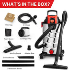 Shop-Vac 8 Gallon 4.0 HP Wet/Dry Vacuum with Blower Function, Stainless Steel Tank, Portable Shop Vacuum with Wheels, Includes Filters, Hose & Accessories, Ideal for Garage and Workshop