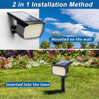 Solar Spot Lights Outdoor Waterproof IP65, 12 Pack Landscape Spotlights with 46 LEDs, 3 Modes Auto On/Off Solar Powered Flood Lights for Outside Pathway, Yard, Garden, Walkway (Warm White)