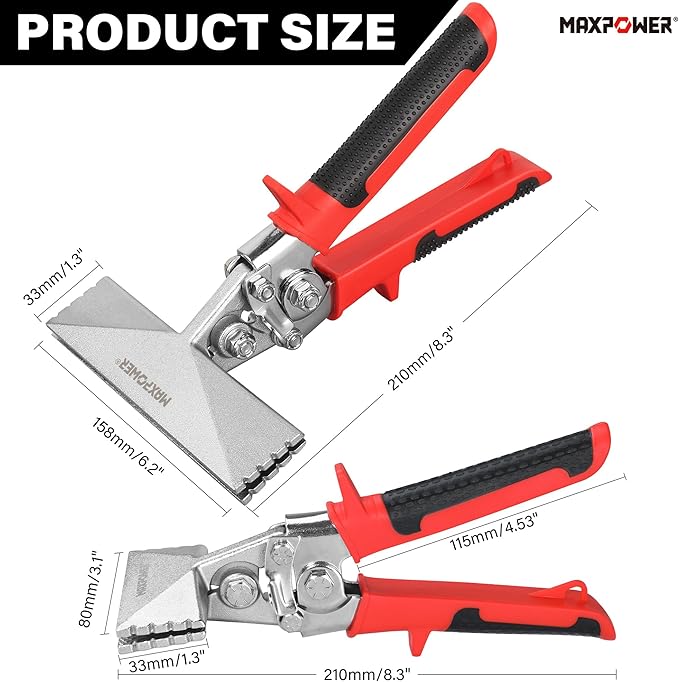 MAXPOWER Sheet Metal Hand Seamer, 3-inch and 6-inch Straight Jaw Sheet Metal Bender Tools with Ergonomic Handle, 2-Pack Metal Bending Tools