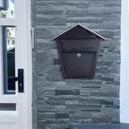 Wall Mount Locking Mailbox - Black Horizontal Triangular Security Mailbox - Waterproof Vertical Drop Mail Box Outdoor with Key
