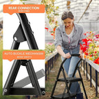 Step Stool for Adults,2 Step Ladder Folding 330lbs Anti Slip Step Stool,Foldable Ergonomic 2 Steel Stool with Wide Pedal for Home, Kitchen, Office (Matte Black)