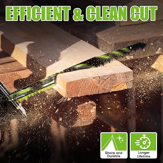 9.5-Inch Wood Pruning Reciprocating Saw Blade Set with Storage Box, 6-Piece Pruner Saw Blades with 5 TPI CR-V Steel for Tree Trimming Wood Cutting