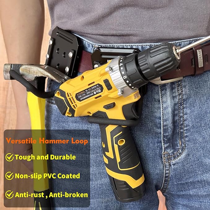 MUTUACTOR Hammer Holder for Belt Clip,Heavy Duty Tough Tool Clip for Drill Holder,1 Set Quickly Access Tool Belt Hammer Holder for Power Drill Drivers Heavy Duty Hatchet Hammers Mallets