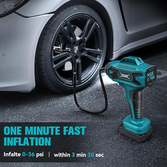 Cordless Tire Inflator Air Compressor Compatible with Makita 18V Battery, 160PSI Portable Air Pump with Digital Pressure Gauge, Fast Inflation for Cars, Motorcycles, Bikes(Bare Tool)