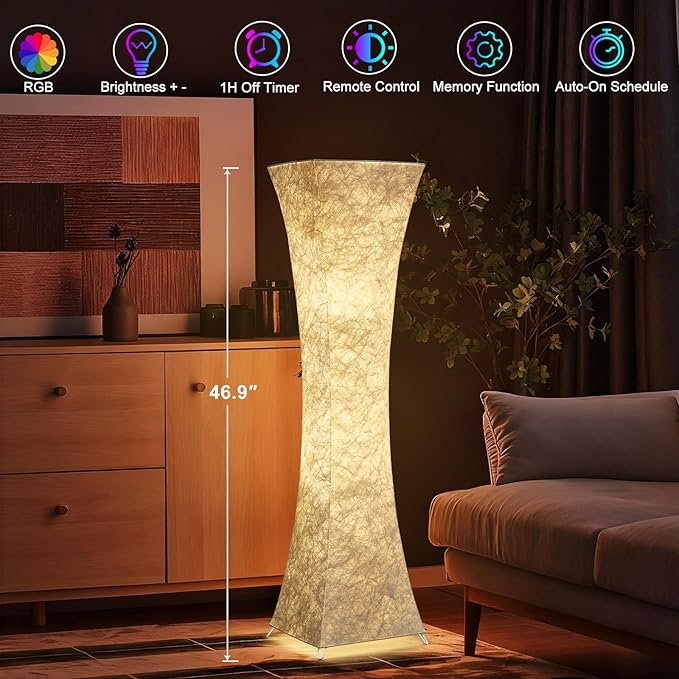 Floor Lamps for Living Room, RGB Color Changing Corner Floor Lamp with Remote Control, Dimmable Standing Lamp for Bedroom, Office, Game Room, Kids Room (Bulbs Included)
