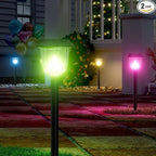 AOSEA 2 Pack Solar Pathway Lights Outdoor Waterproof - Auto RGB Color Changing Solar Lights, IP65, 12H Bright, Durable Plastic - Perfect for Garden & Walkway【RGB Flash Mode Only】