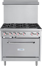 KoolMore KM-CR36-LP 36 in. 6 Burner Commercial Liquid Propane Range with Oven