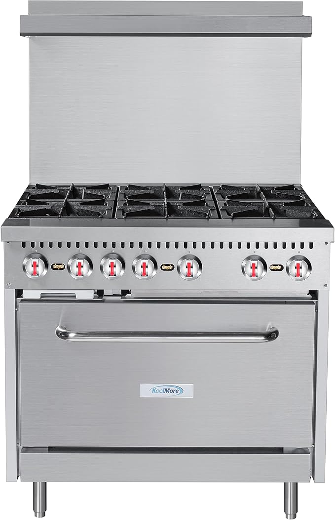 KoolMore KM-CR36-LP 36 in. 6 Burner Commercial Liquid Propane Range with Oven