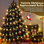 25 Pack Twinkle Christmas Replacement Bulbs, 7W Random Blinking Light Bulbs for Christmas String Light, Nightlights(Clear Twinkle,C9,E17 Intermediate Base)